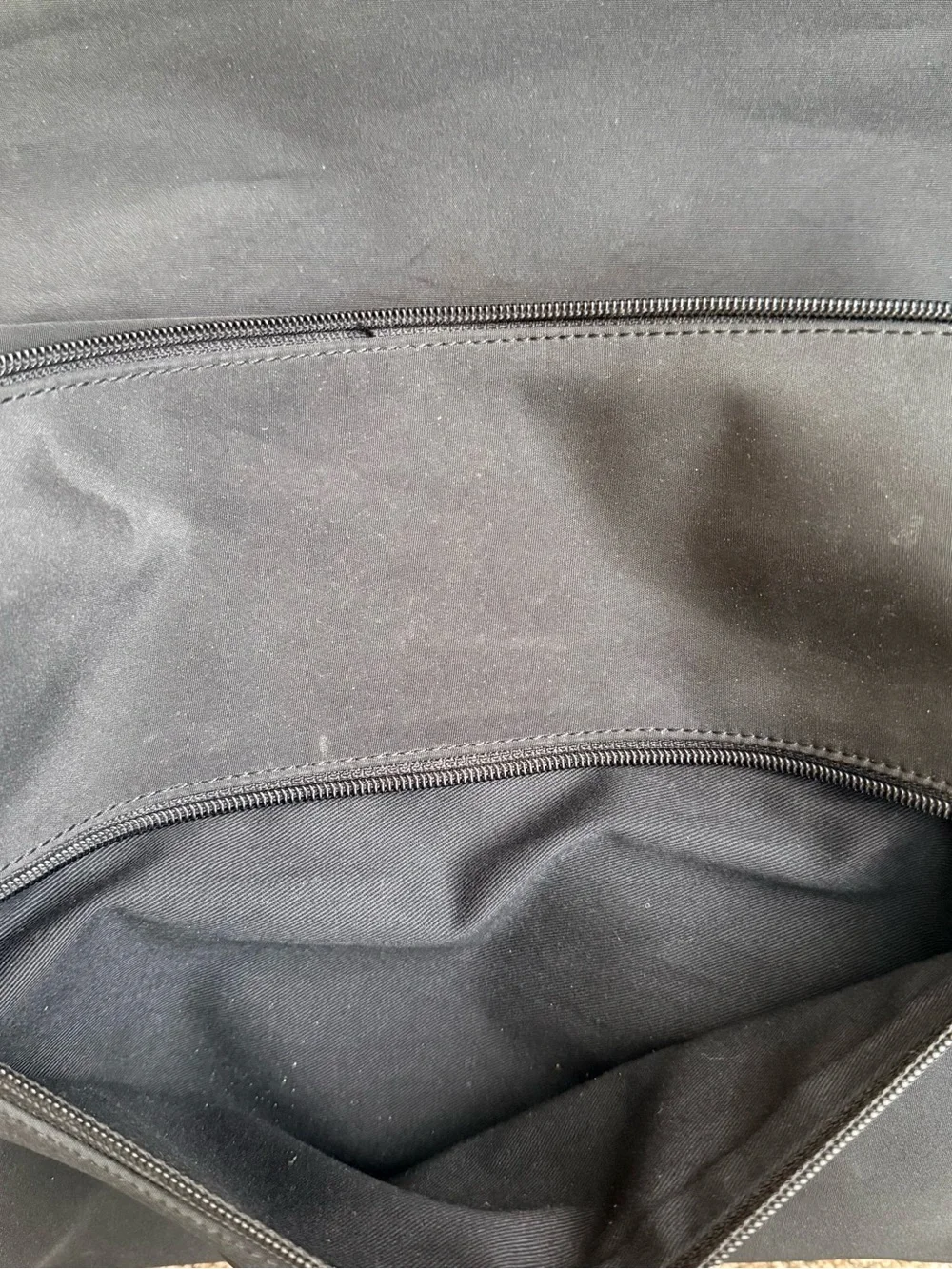 DKNY Black Nylon Messenger Bag with Silver Logo Plate